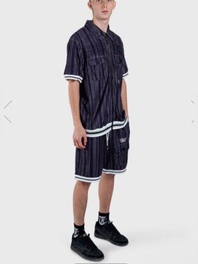 OTF Men's Black Pinstripe Athletic Shorts - Casual Drawstring